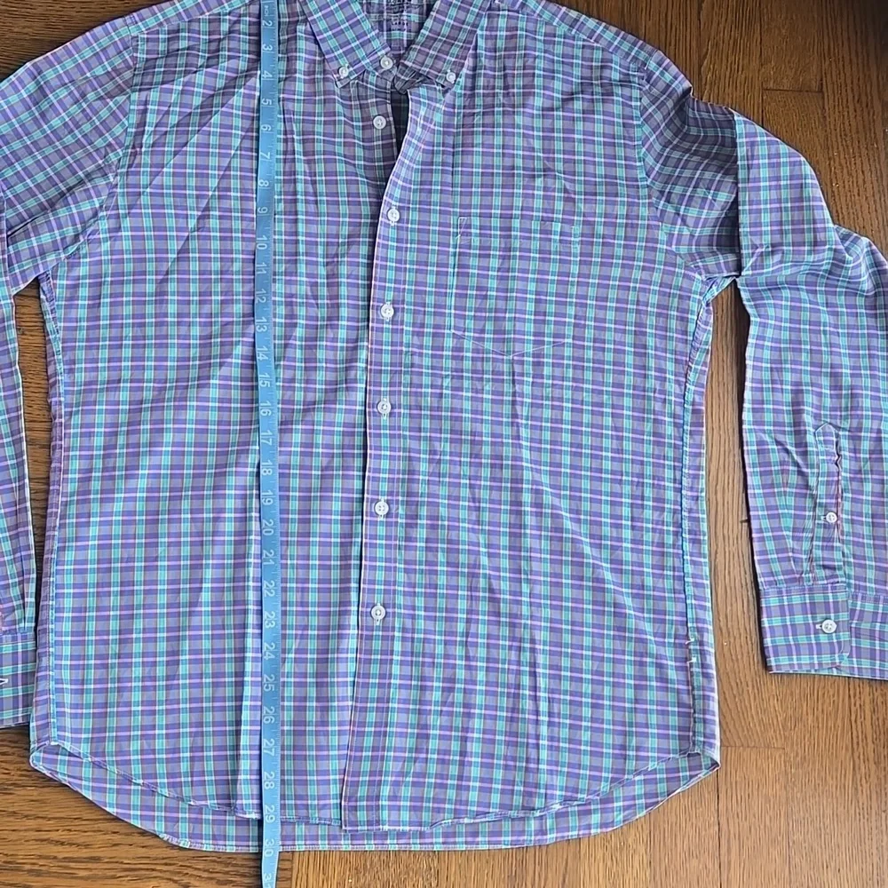 J. Crew Shirt Light Weight Plaid Long Sleeve L Slim Fit 36.5/37 100% Cotton